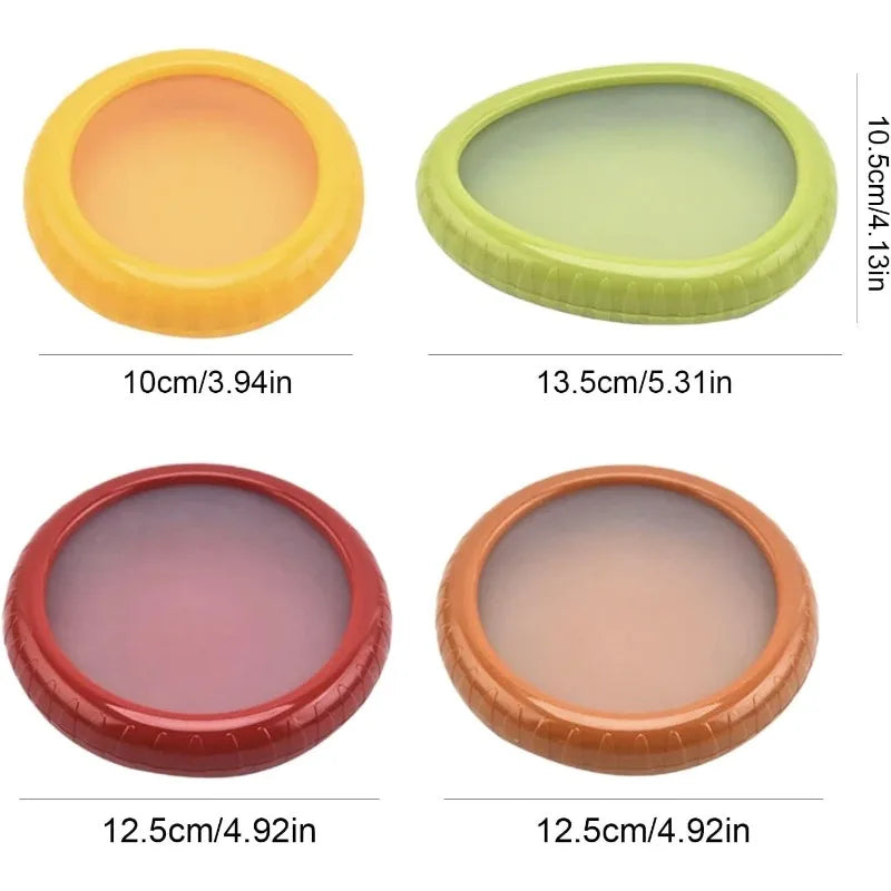 4 Fresh Fruit Storage Box, Fruit Saver Containers,Fruit Storage Containers, Reusable Silicone Food Savers Fridge Storage Boxes