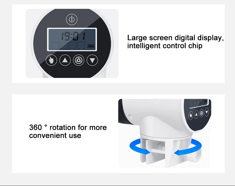 Automatic Aquarium Feeder Intelligent Timing Feeder Fish Tank Gold Fish Feeder Large Capacity Turtle Smart LCD Display Dispenser