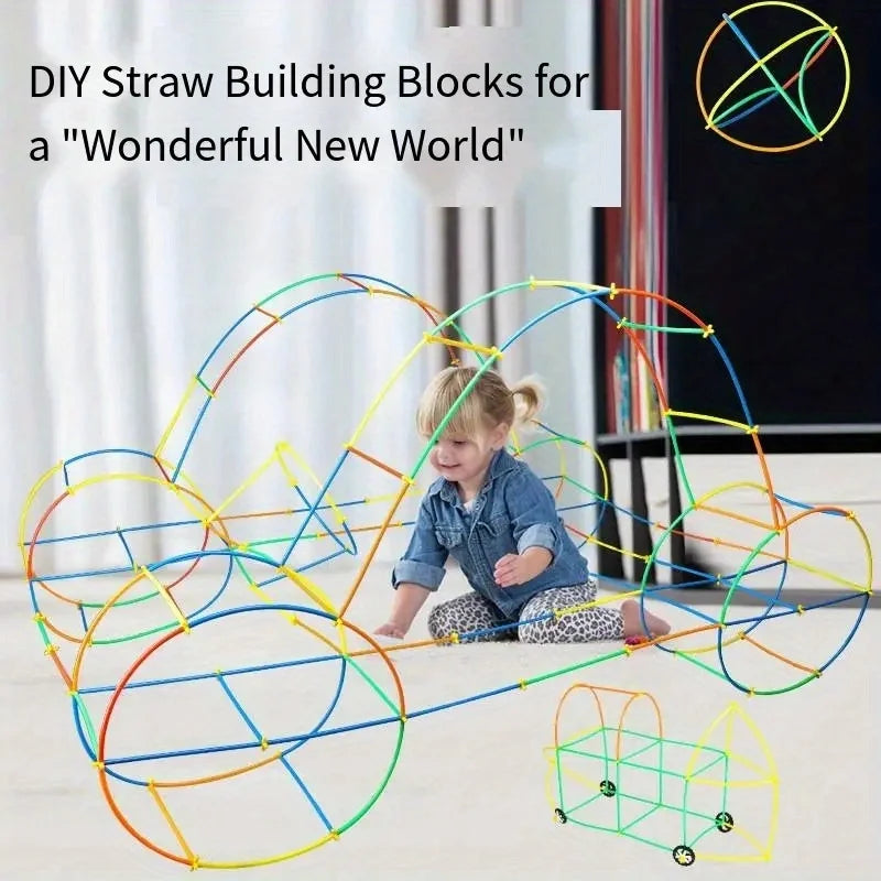 Straw Builder Toys Construction Toys Interlocking Plastic Toys, Engineering Toys, Fine Tube Building Blocks Toys