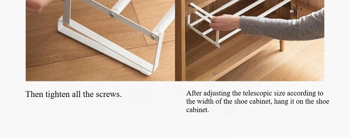 Space - Saving Adjustable Layered Shoe Rack Under - Shelf Holder with Hanging Basket for Home Cabinets