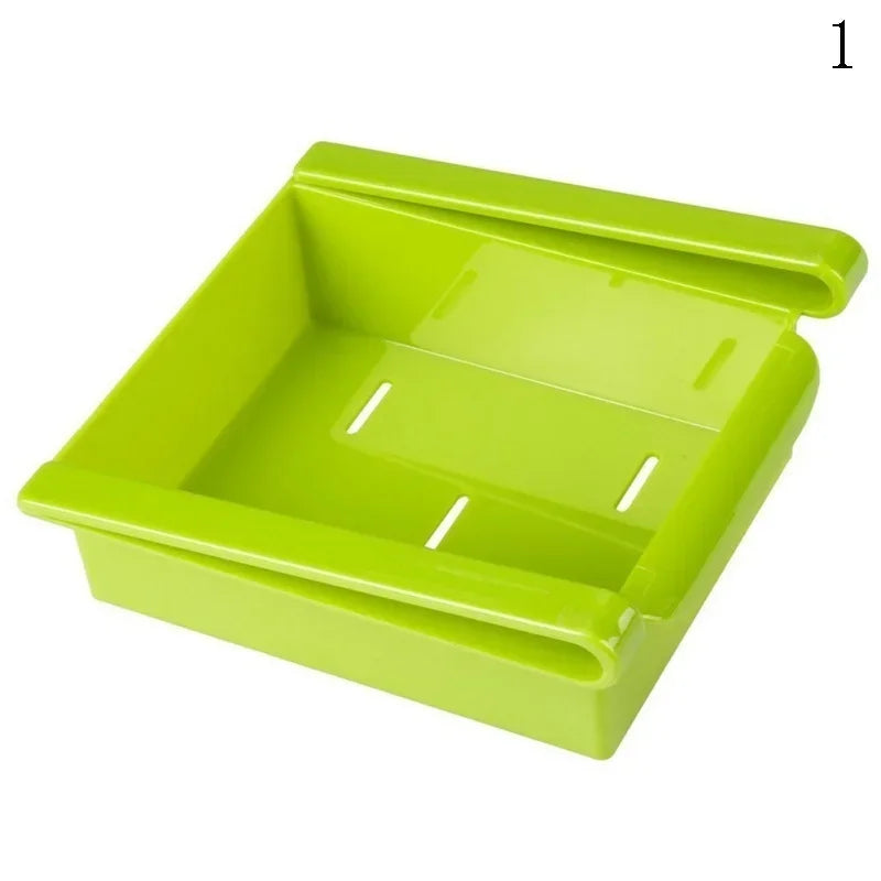 Slide Kitchen Fridge Freezer Space Saver Organizer Storage Rack Shelf Holder Kitchen Refrigerator Storage Box Food Container