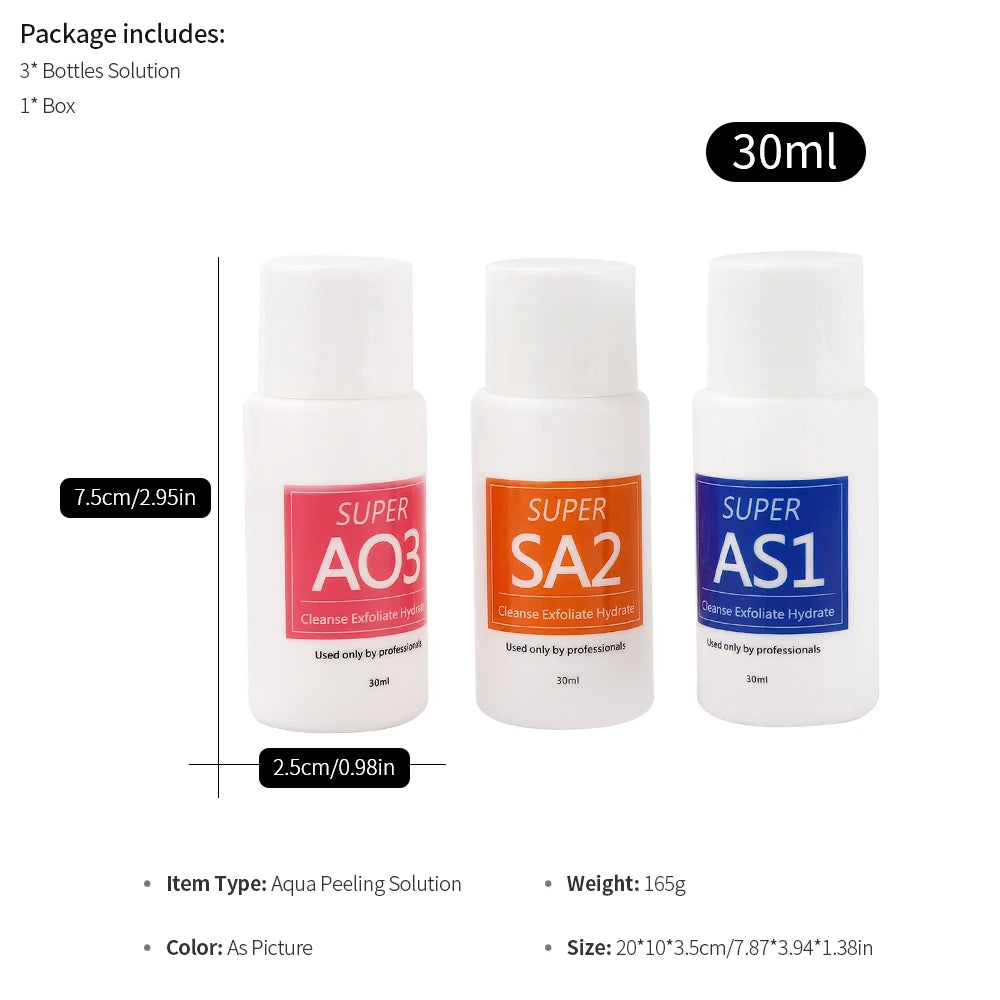 Facial Skincare Solution Face Serum AS1 SA2 AO3 Aqua Peel Solution For Facial Machine Skin Deep Cleaning Serums