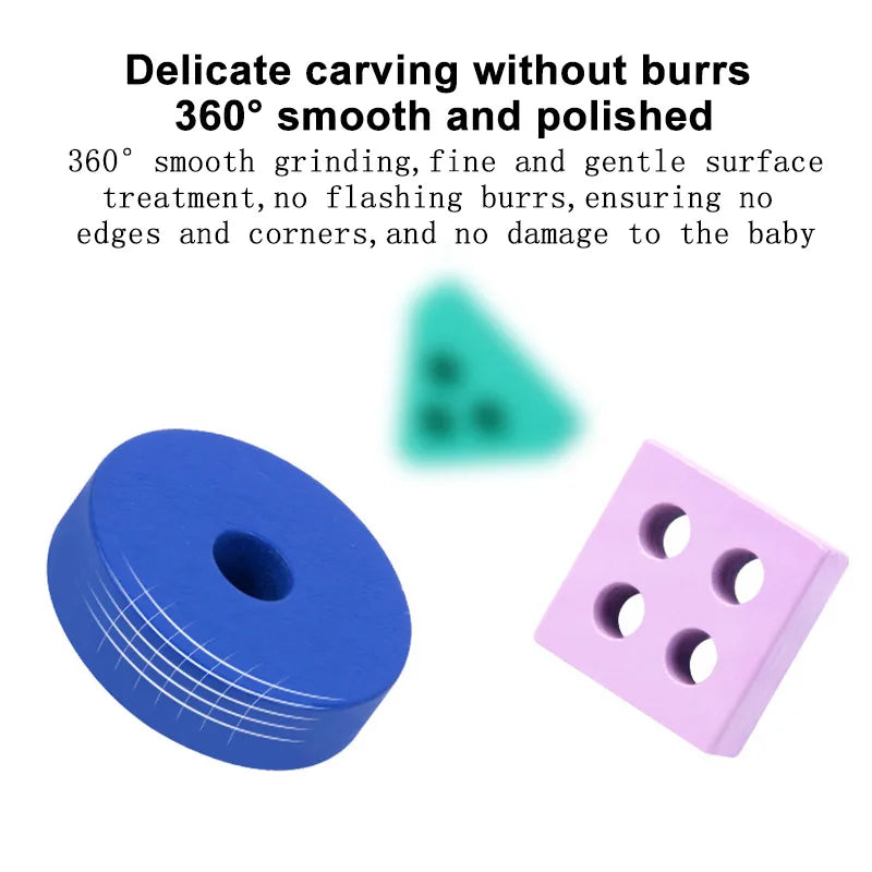 Montessori Toy Wooden Building Blocks Early Learning Educational Toys Color Shape Match Kids Puzzle Toys for Children Boys Girls