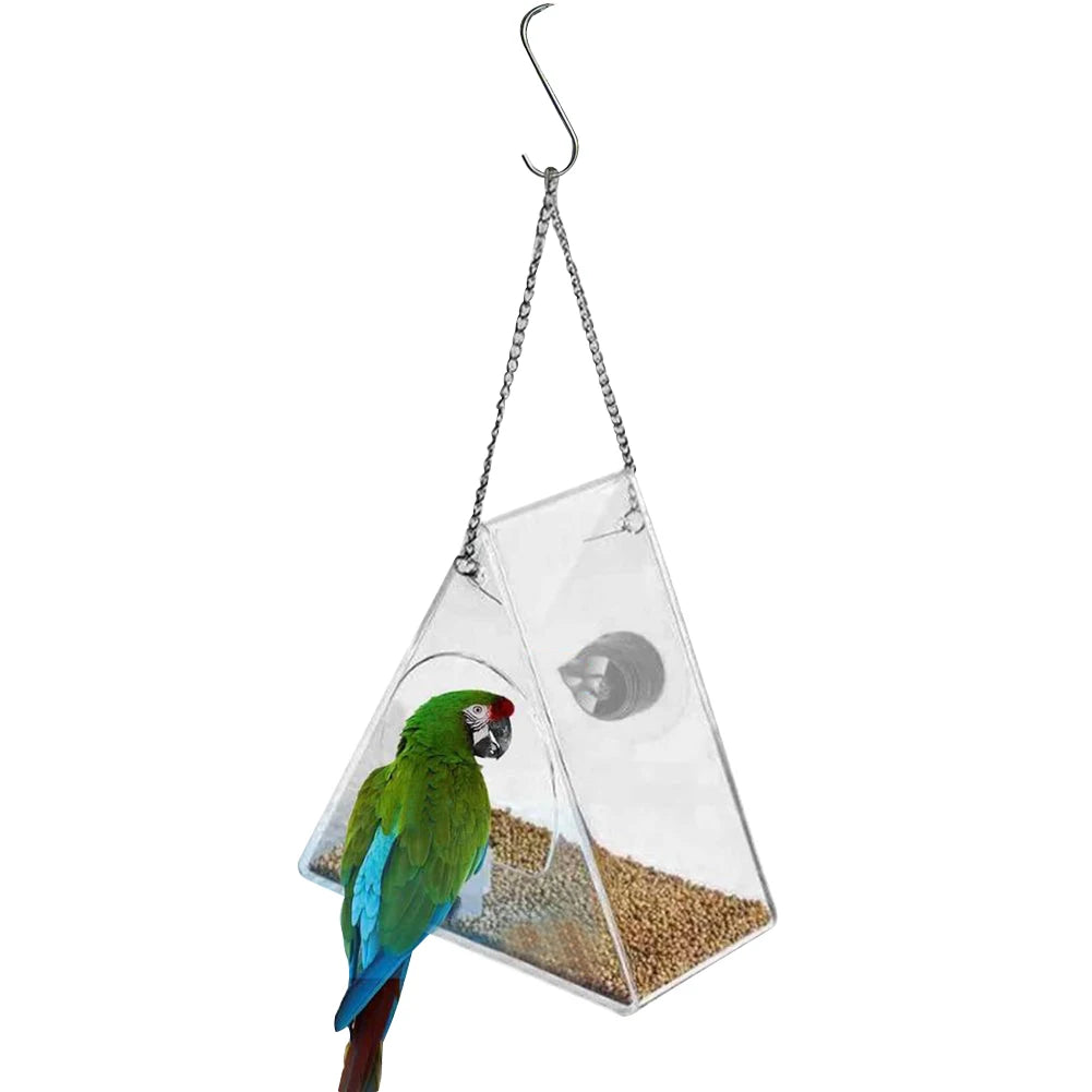 Smart Feeding House Acrylic with Camera Home Pet Bird Feeder Transparent 1080P HD Easy Installation for Outdoor Garden