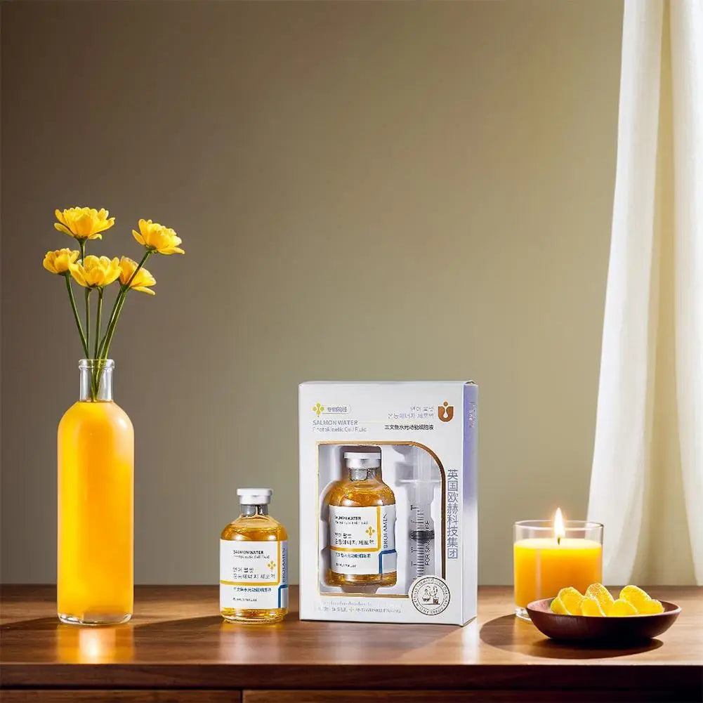 Salmon Oil Facial Serum Liquid Moisturizer Nourishing Repair Smooth Shrink Pore Hyaluronic Acid Face Care Serum 50ml+1ml