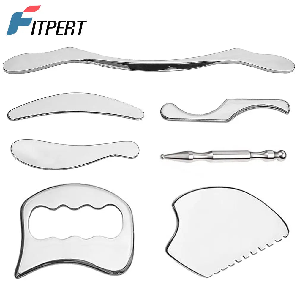 1/4/7 Pcs Gua Sha Scraping Massage Tools, IASTM Tool, Stainless Steel Guasha Tools, Muscle Scraper Tools for Soft Tissue Therapy