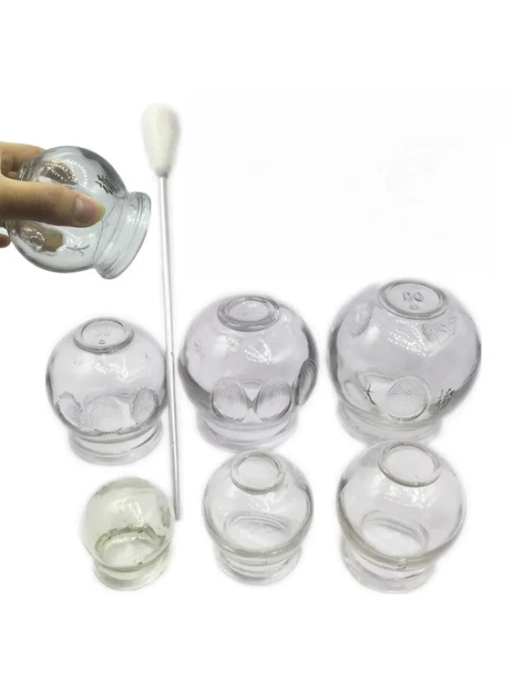 6 Pcs Gua Sha Therapy Cans Body Set Chinese Set Glass Fire Can Hand Tools Appliance Thickened Cupping Cup Massager Scraping Cups