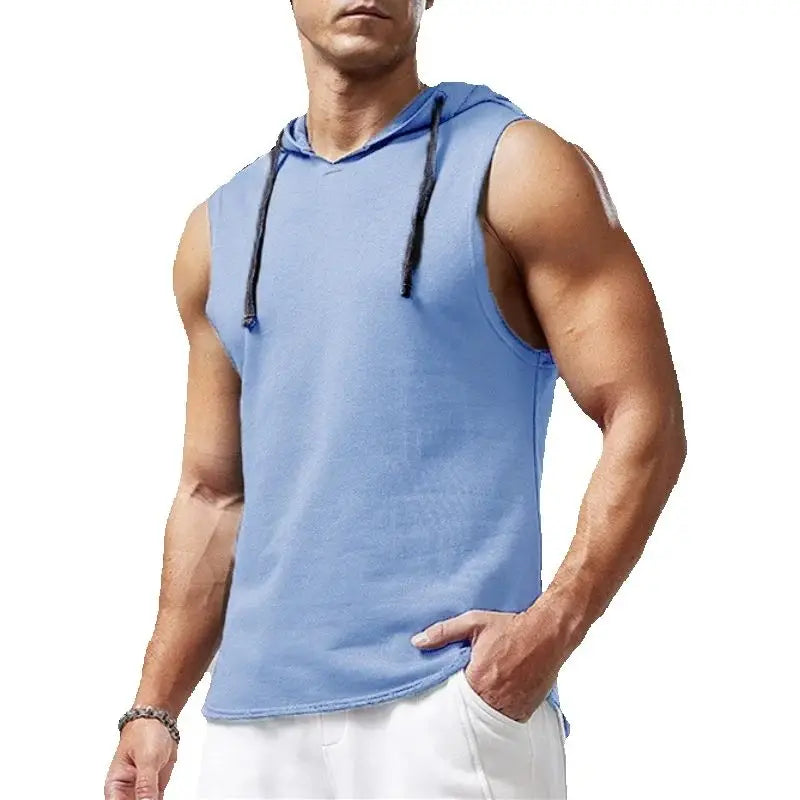 M-3XL Men's Tank Tops Vest Sleeveless Tees Hooded Male T Shirt Gym Exercise Sports Golf Shirt Korean Style Casual Solid Color