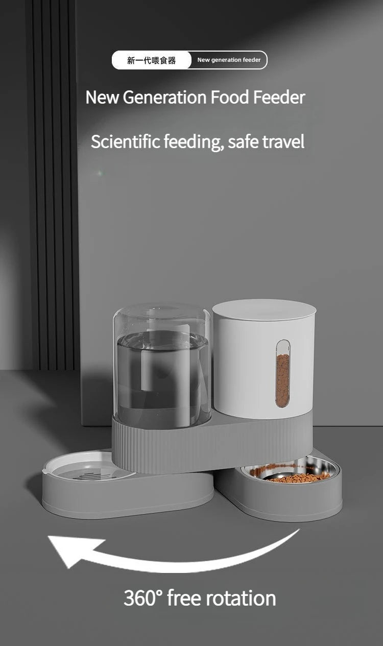 Automatic Pet Feeder and Waterer 2 in 1, Large Capacity Dry Wet Food Separate Dispenser with Timer, Smart Cat Bowl