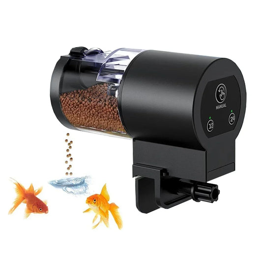 Automatic Fish Feeder 100ml/3.38oz, Smart Timer Auto Fish Food Dispenser with Battery, Easy Install for Aquarium Fish Tank