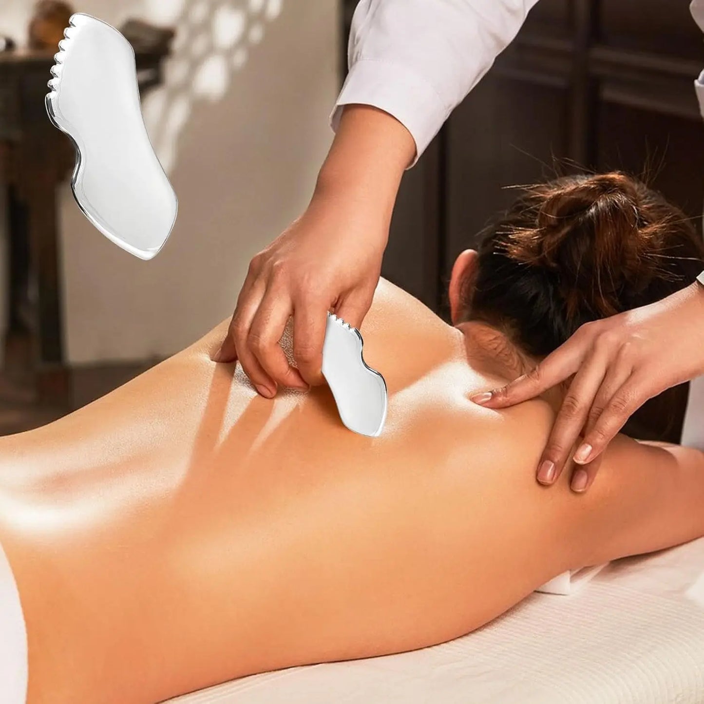 Gua Sha Stainless Steel, Metal Face Gua Sha for Jawline Sculpting, Guasha Tool Face Body Gua Sha (Silvery), Guasha Board