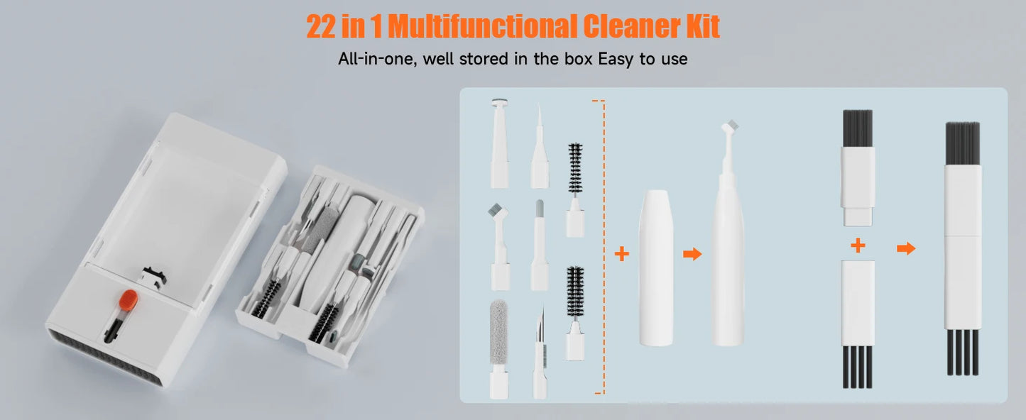 Electronics Cleaning Kit - The Ultimate Gadget for iPhone, AirPods, Android, Keyboards, Soft Brushes, Screen Wipes, Keycap Tool
