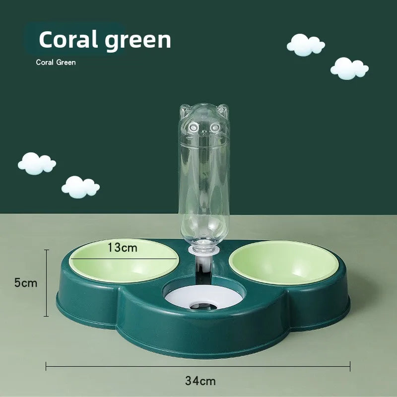 Pet feeding bowl cloud-shaped three bowls of food, snacks, water integrated feeder