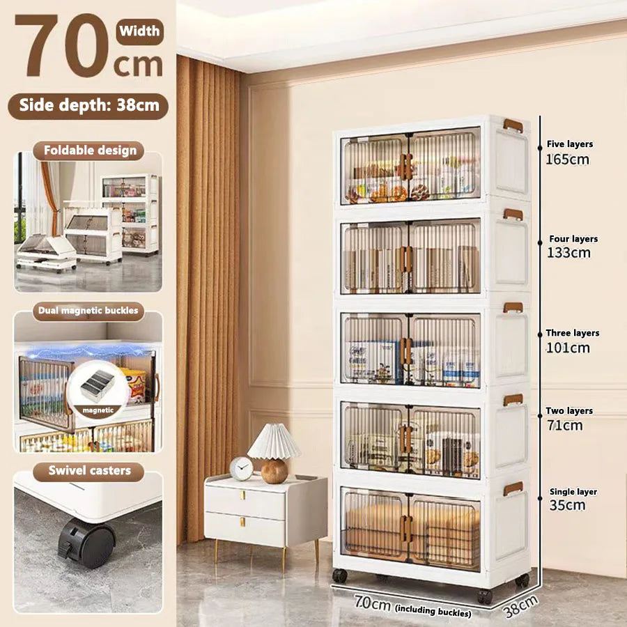 Foldable Sundries Cabinet Dustproof Storage Wardrobe Home Organization Solution