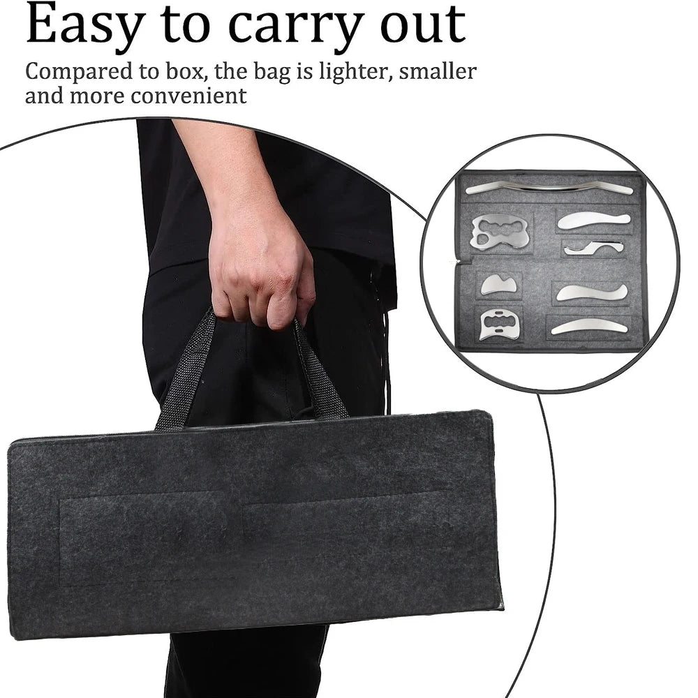 8Pcs/Set Stainless Steel Gua Sha Scraping Massage Tool Set IASTM Tools Great Soft Tissue Mobilization Tool for Home