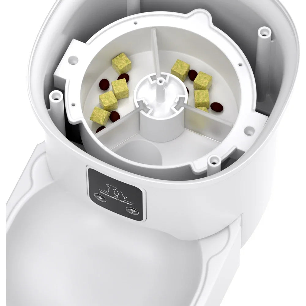 Smart Automatic Pet Feeder 4L APP/Button Control for Cats & Dogs, Timer Feeder with Voice Recorder, Perfect for Travel/Vacation