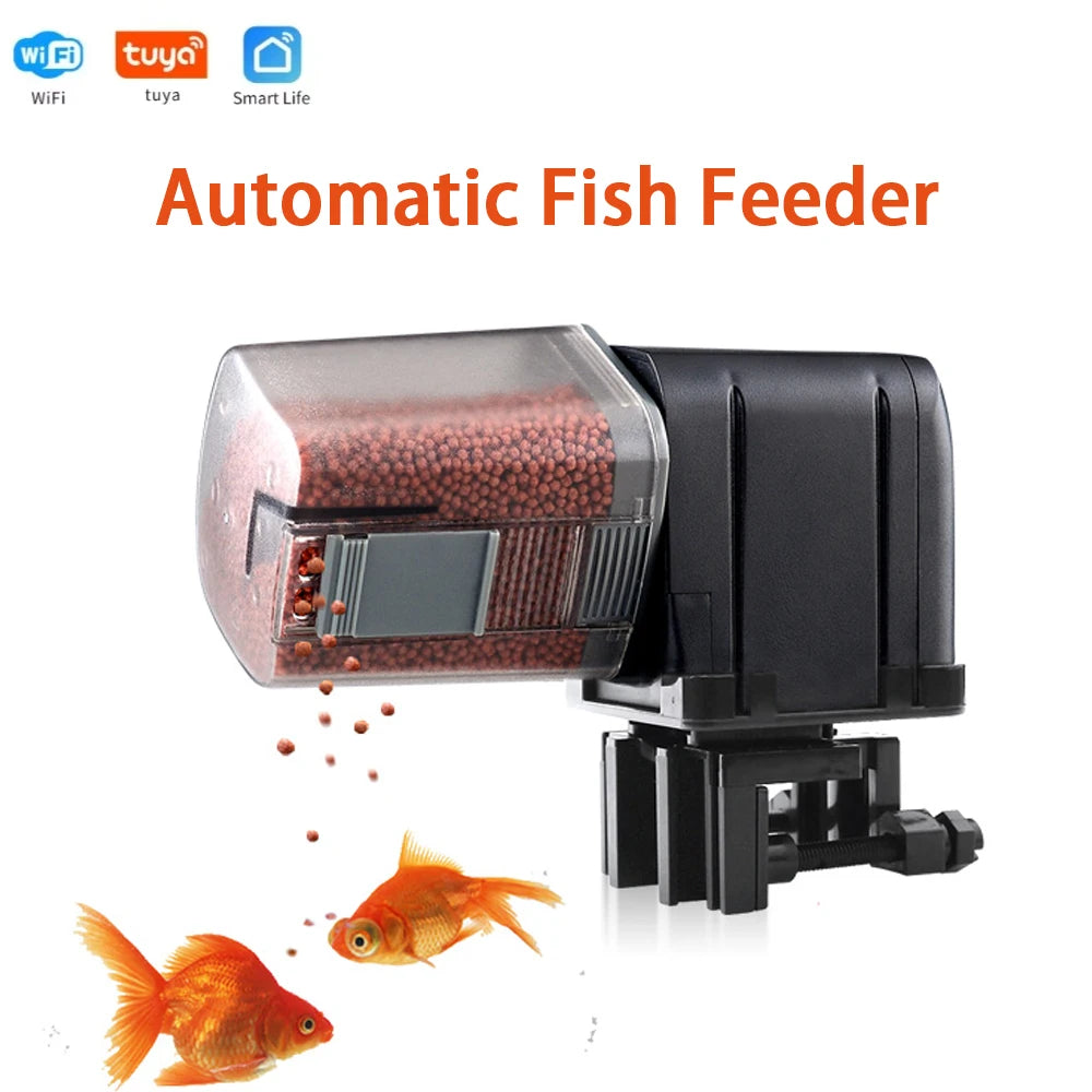 WiFi Smart Aquarium Fish Feeder Mobile App Control Aquarium Supplies Voice Control Via Speaker Automatic Feeding