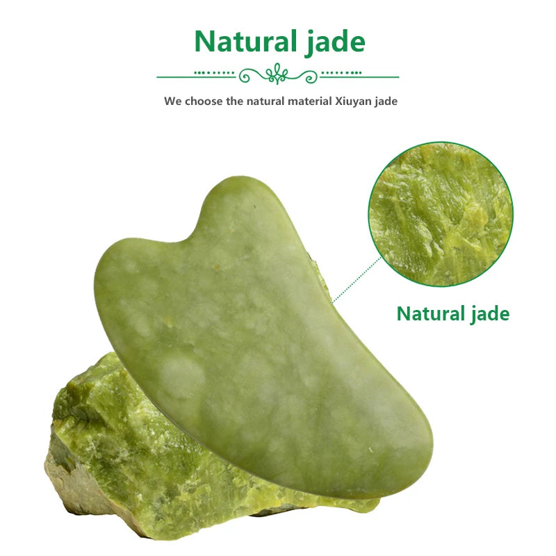 Natural Jade Stone Guasha Board Gouache Scraper For Body Acupoint Press SPA Acupuncture Skin Facial Care Massage Anti Aging Tool