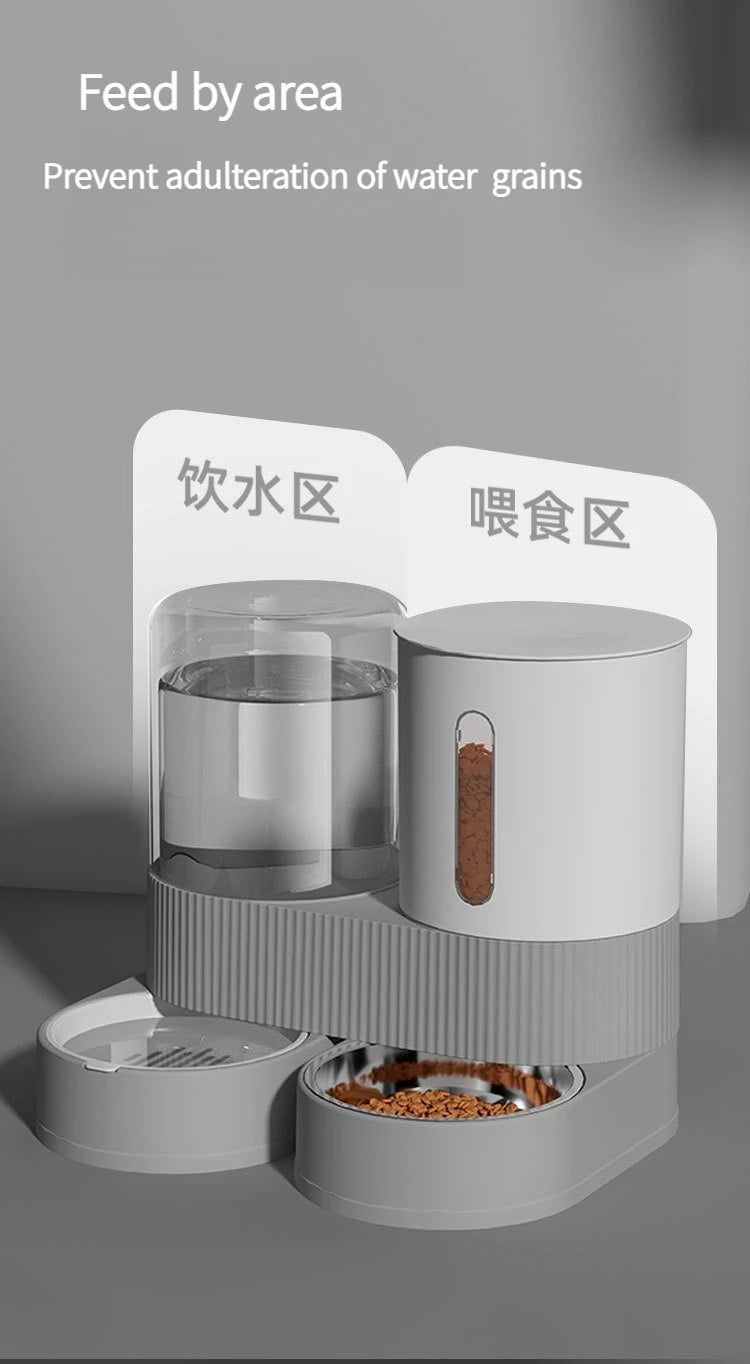 Automatic Pet Feeder and Waterer 2 in 1, Large Capacity Dry Wet Food Separate Dispenser with Timer, Smart Cat Bowl