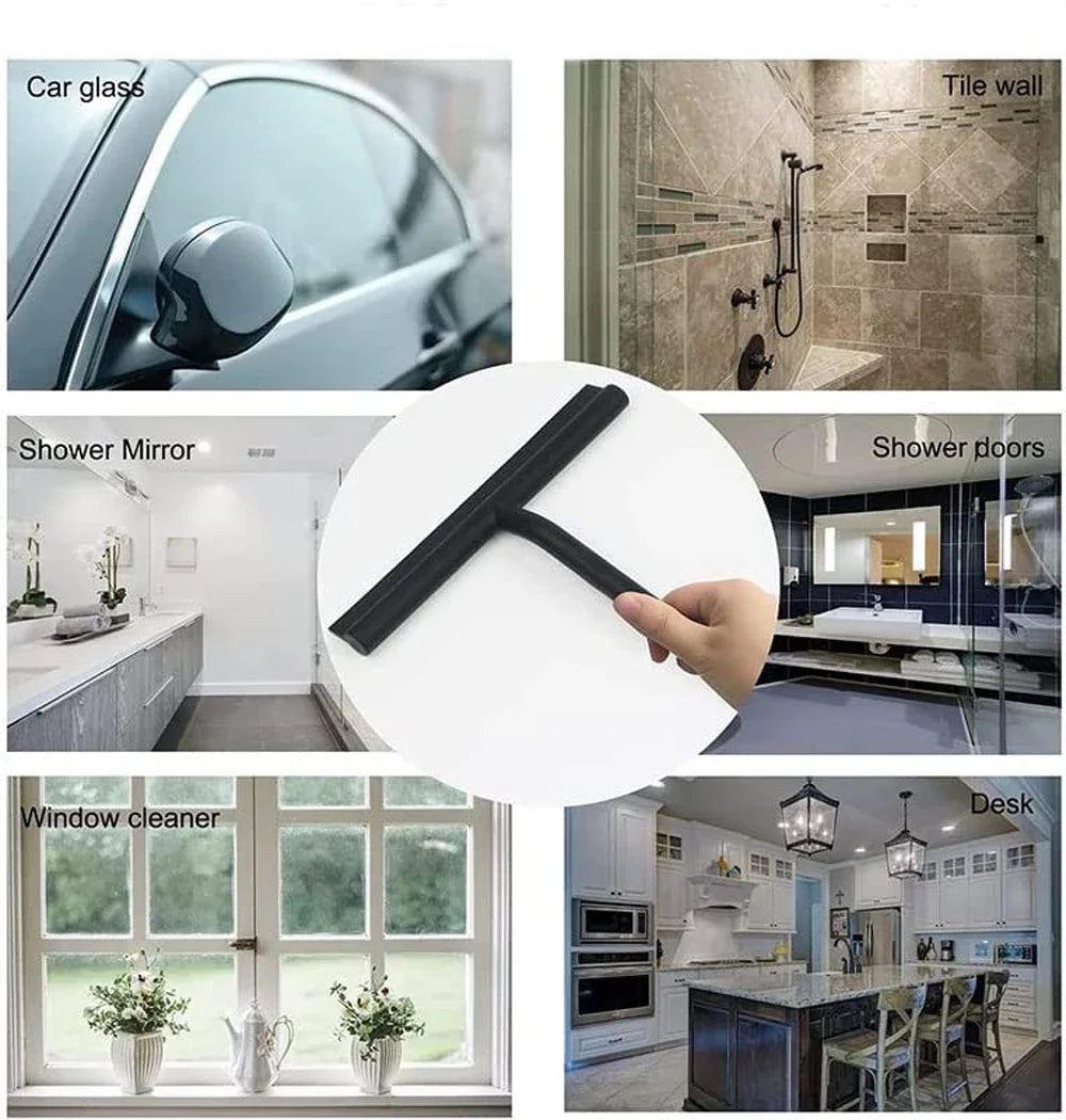Shower Squeegee  for Glass Door Shower Wall Scraper Cleaner With Silicone Holder Bathroom Mirror Wiper Scraper Glass Cleaning