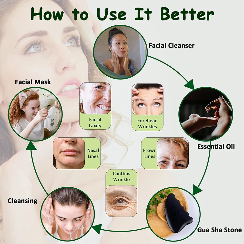 Gua Sha Facial Body Massage Tools,Unique 9-Edge Gua Sha Bian Stone,3D Gua Sha Stone with Ridges,Gua Sha Scraping Massage Tool