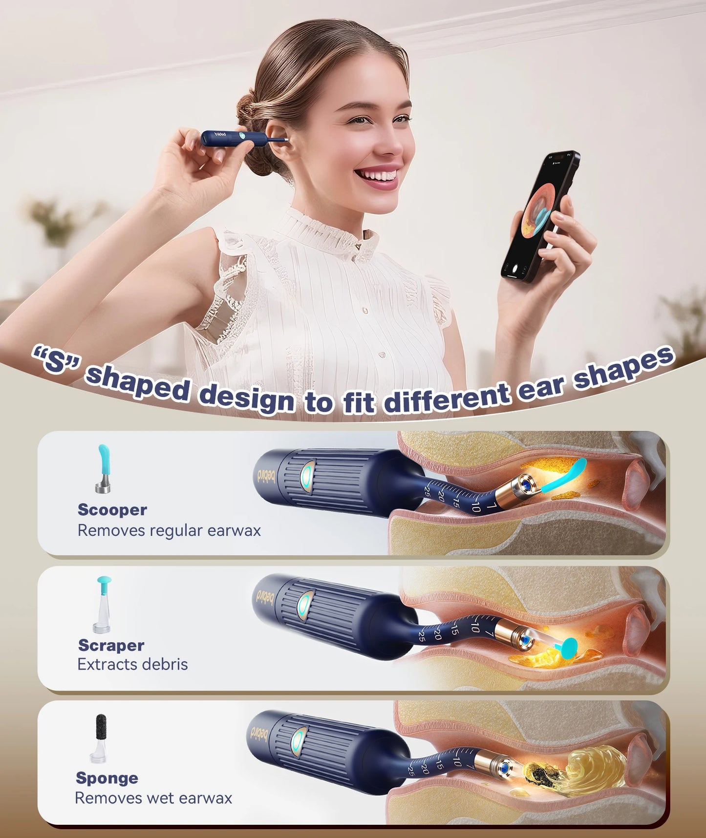 Smart Visual Ear Wax Upgraded Cleaner With Camera 800W HD Endoscope Brighter Clearer Clarity Ear Cleaning Tool Includes Storage