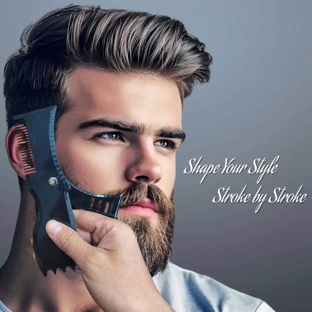 The Gracemen Beard Kit - 6 in 1 Grooming Suit for Men- Beard Template & Brush & Comb & Eyebrow Razor & Scissors with Travel Bag