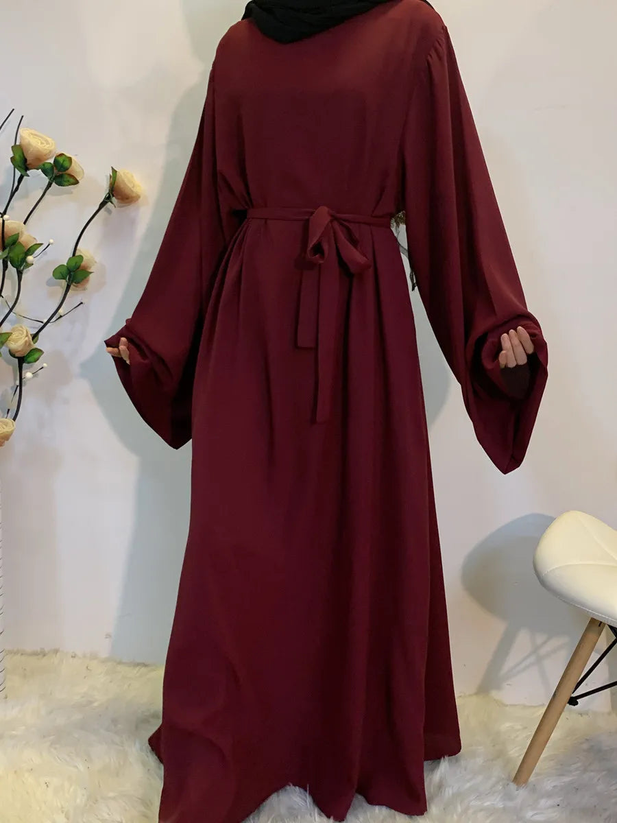 Muslim Women Arabic Dubai Eid Abaya Plus Size Long Dress Modest Ramadan Solid Color Prayer Robe Kaftan Femme Islamic Clothing
