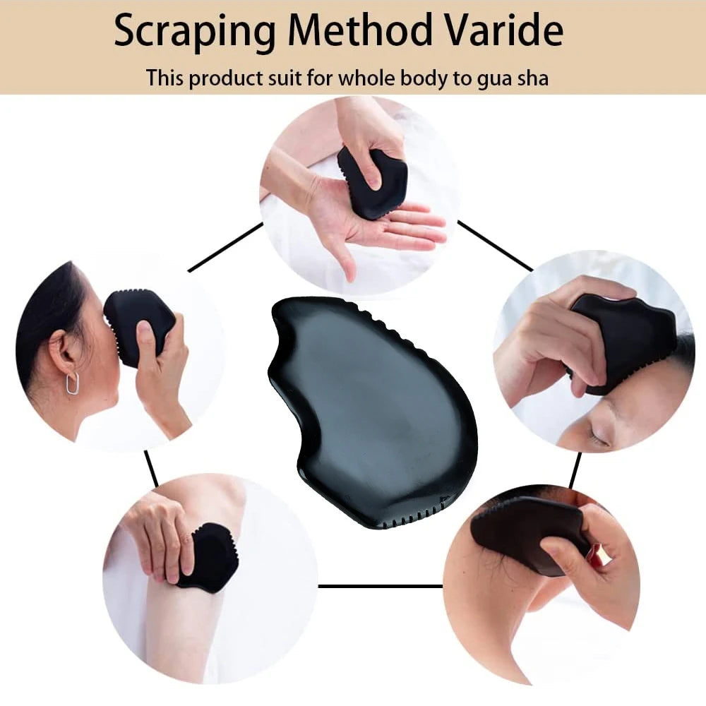 Gua Sha Facial Body Massage Tools,Unique 9-Edge Gua Sha Bian Stone,3D Gua Sha Stone with Ridges,Gua Sha Scraping Massage Tool