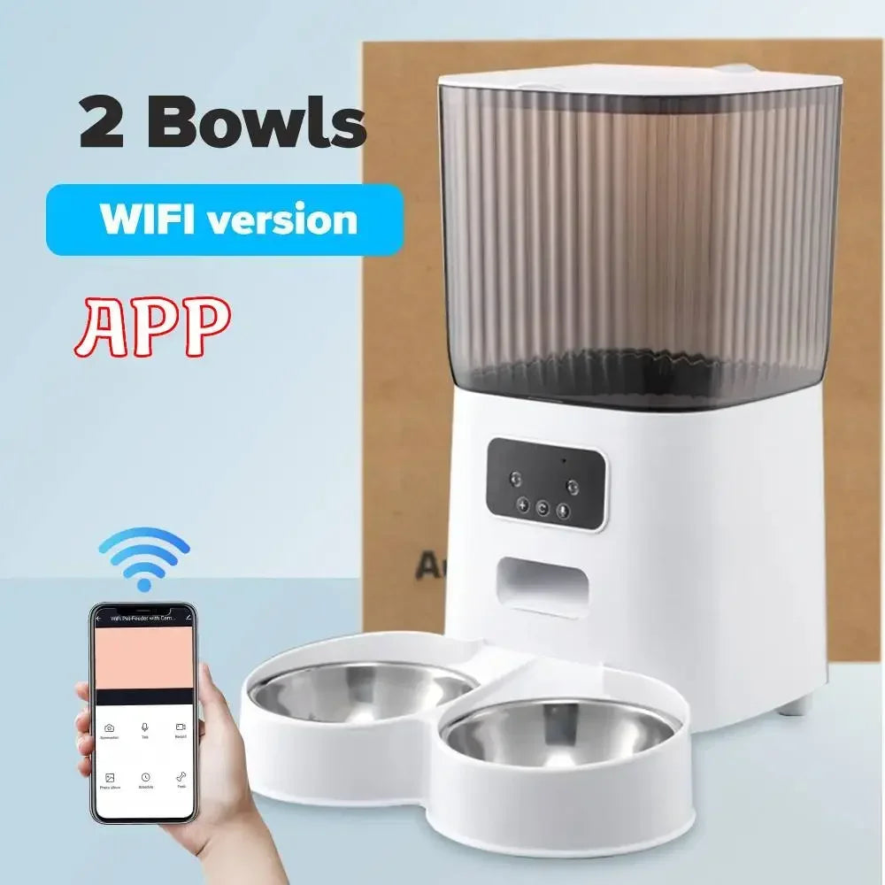 5L Automatic Feeder Cats WiFi with Camera HD Smart Interactive Pet Food Dispenser Timer Stainless Steel Bowl Auto Dog Feeder