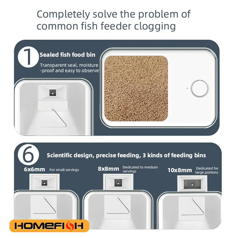 WiFi Smart Automatic Feeder Aquarium Goldfish Timing Feeder 100ML Large Capacity APP Control Feeding Records Remind Fish Feeder