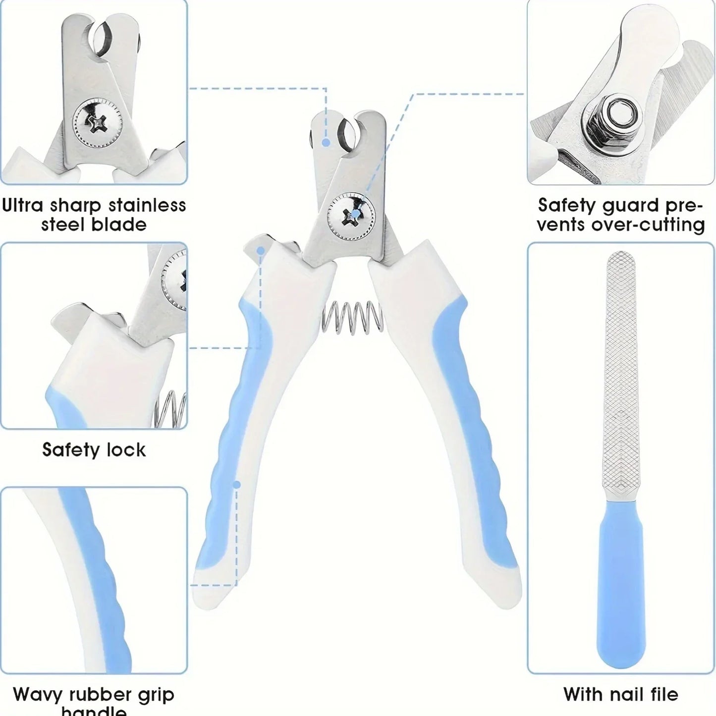 9 Pieces/pet Grooming Kit Includes Hair Removal Brush, Flea Brush, Bath Brush, Nail Clipper and Toothbrush, Storage Bag