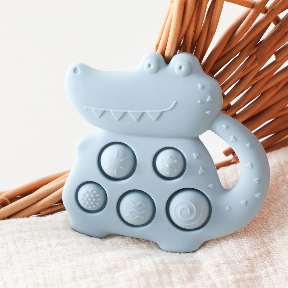 1pc Silicone Baby Toys,0-12 Baby Teether Toys,Baby Fidget Toys,Teething Sensory Toys,Silicone Hand Bell,Silicone Soothing Toys