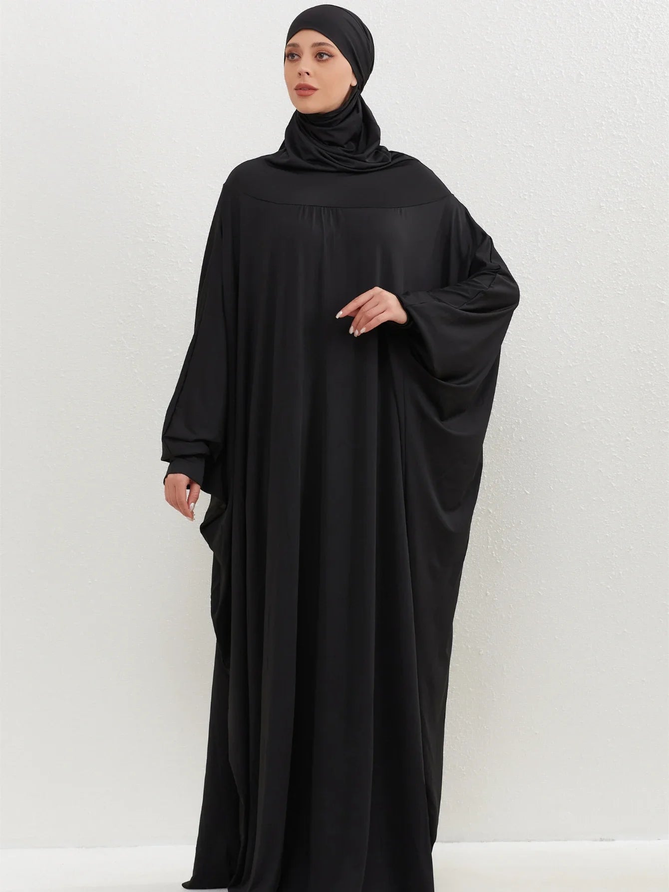 Modesty Ramadan Prayer Dress Muslim Abayas Hooded Long Sleeve One-piece Hijab Dress Women Jilbabs Turkish Kaftans Islamic Abayas