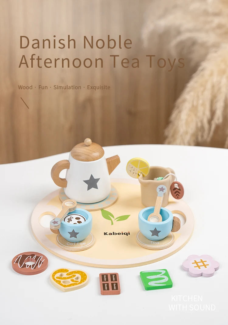 Children's simulation wooden toys, tea set sets, pretend games, baby educational toys, birthday and holiday gifts