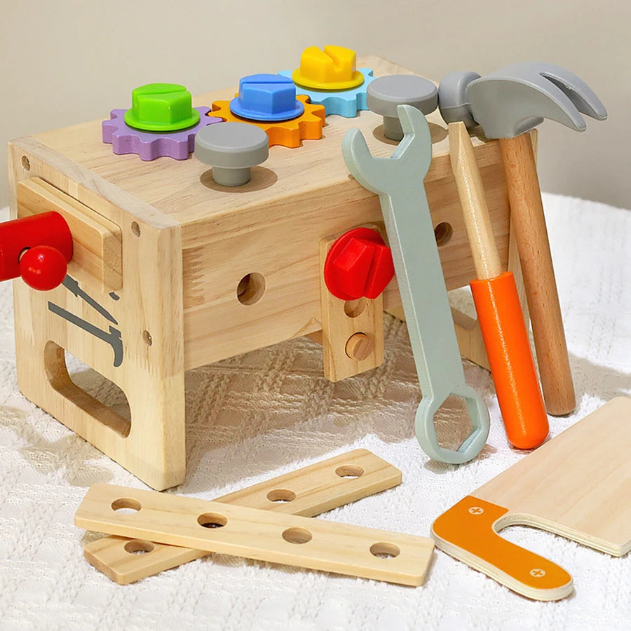 Kids Tool Bench Wooden Set Toys Montessori Toys Workbench Construction Toys Educational   Toys Christmas Birthday Gifts boys