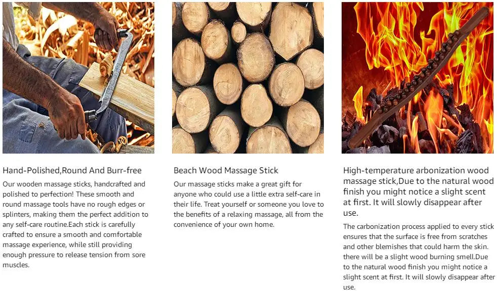 Guasha Wood Stick Tools Wooden Therapy Scraping Lymphatic Drainage Massager, Double Row 31 Beads Point Treatment Gua Sha Tools