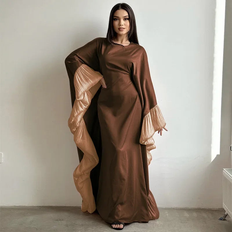 2025 Eid Arabic Muslim Women Modest Dress Luxury Dubai Abaya Islamic Party Lace-detailed Sleeves Robe Festival Turkey Outfit