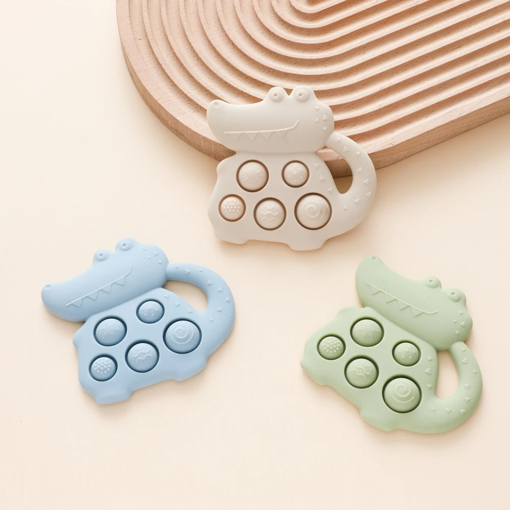 1pc Silicone Baby Toys,0-12 Baby Teether Toys,Baby Fidget Toys,Teething Sensory Toys,Silicone Hand Bell,Silicone Soothing Toys