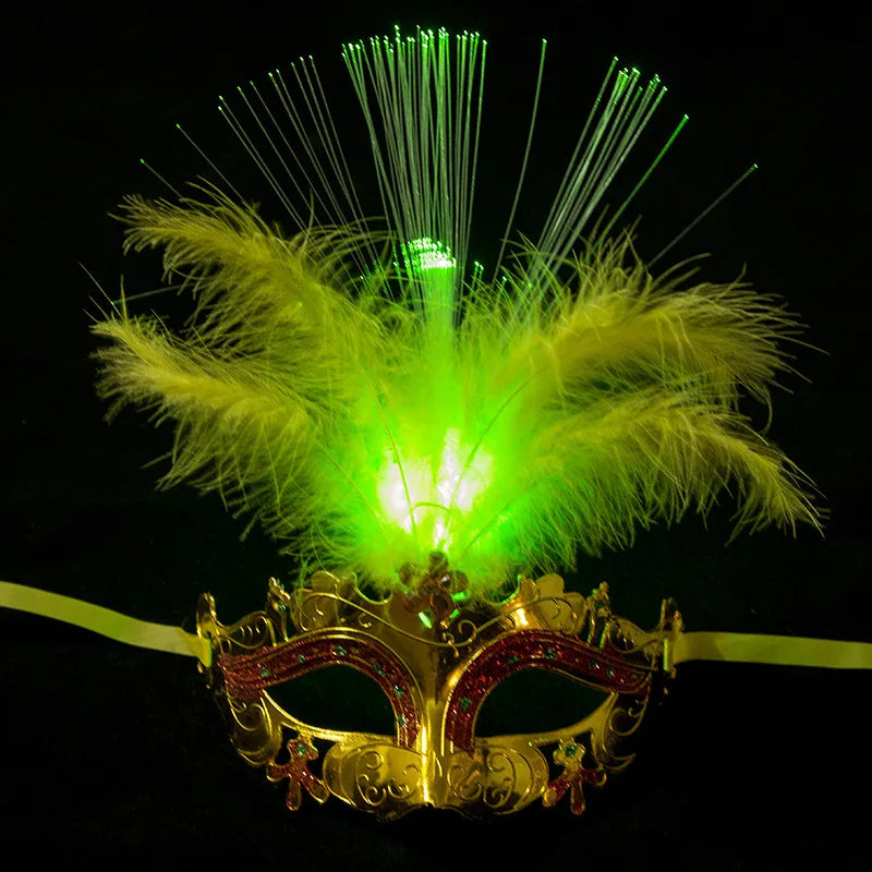Glowing Feather LED Masks Venice Carnival Halloween Christmas Light Up Masks Masquerade Birthday Wedding Party Cosplay Costume