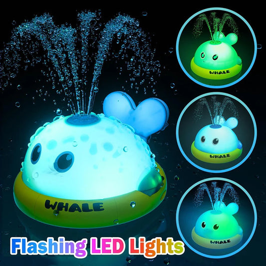 Baby Bath Toys, Light Up Whale Sprinkler Bath Toys for Kids , Pool Water Toys for Toddlers Bathtub Fountain Toys Water Toys