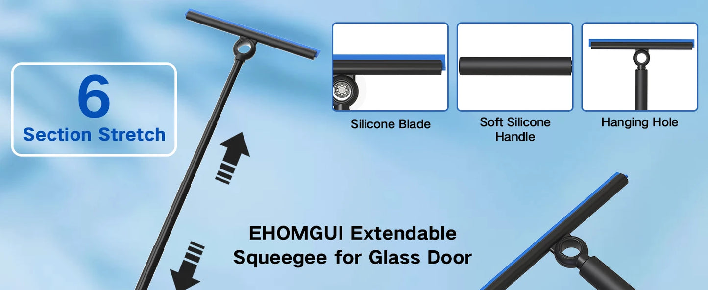 EHOMGUI Shower Squeegee for Glass Door Wiper Scraper Cleaner with Telescopic Handle Bathroom Mirror Wiper Scraper Glass Cleaning