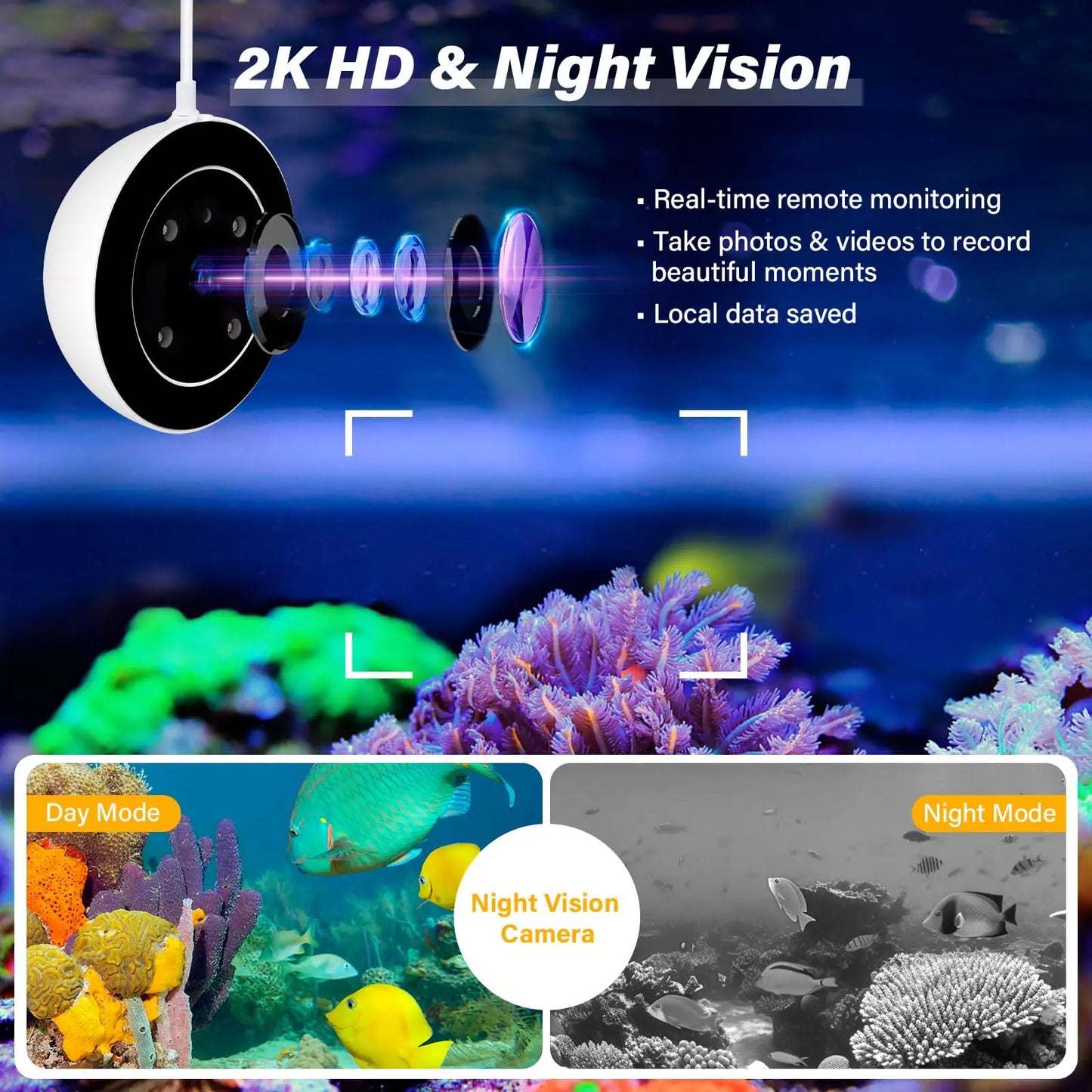 New Aquarium Fish Feeder  2K High-definition Camera  With WiFi Wireless application and Timed Feeders for Automatic Fish Feeder