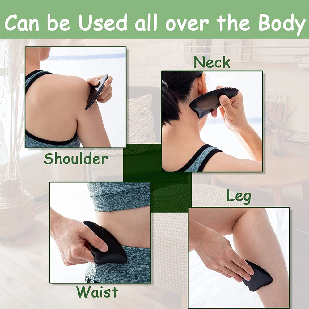 Gua Sha Facial Body Massage Tools,Unique 9-Edge Gua Sha Bian Stone,3D Gua Sha Stone with Ridges,Gua Sha Scraping Massage Tool