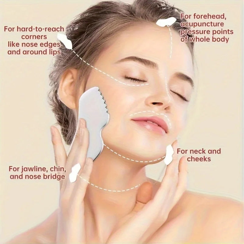 2/3 Piece Set, High Quality Stainless Steel Gua Sha Tool Set, Heart and Lip Shape, Facial Care Tools, Storage Bag