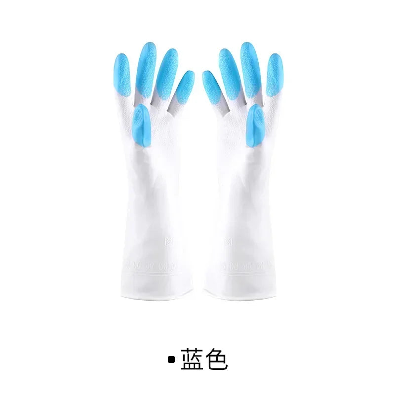 1 Pair Kitchen Household Gadgets Dish Washing Tools Soft Scrubber Rubber Dishwashing Gloves Kitchen Cleaning Silicone Gloves