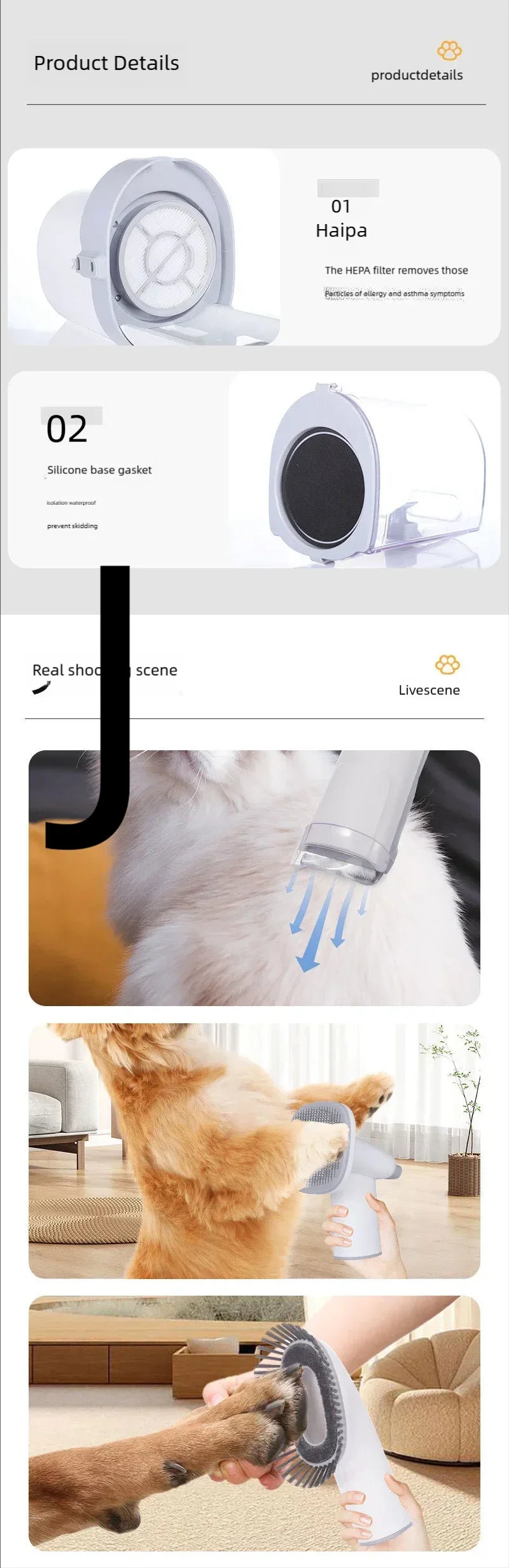 Dog Grooming Kit for Pet Include 4 Hair Clipper Combs 2.5L Vacuum Cleaner and 5 Pet Grooming Tools for Shedding