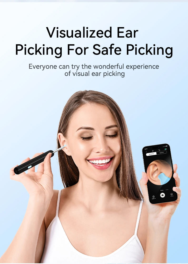 Smart ear cleaner with wireless camera and LED light offers high-precision ear wax removal as a wireless otoscope cleaning kit