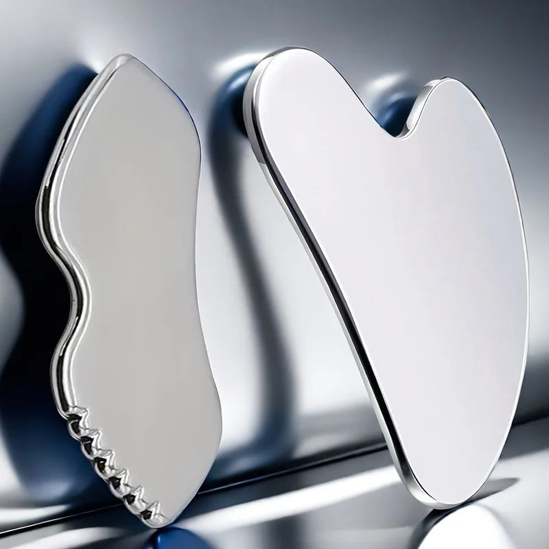 2/3 Piece Set, High Quality Stainless Steel Gua Sha Tool Set, Heart and Lip Shape, Facial Care Tools, Storage Bag