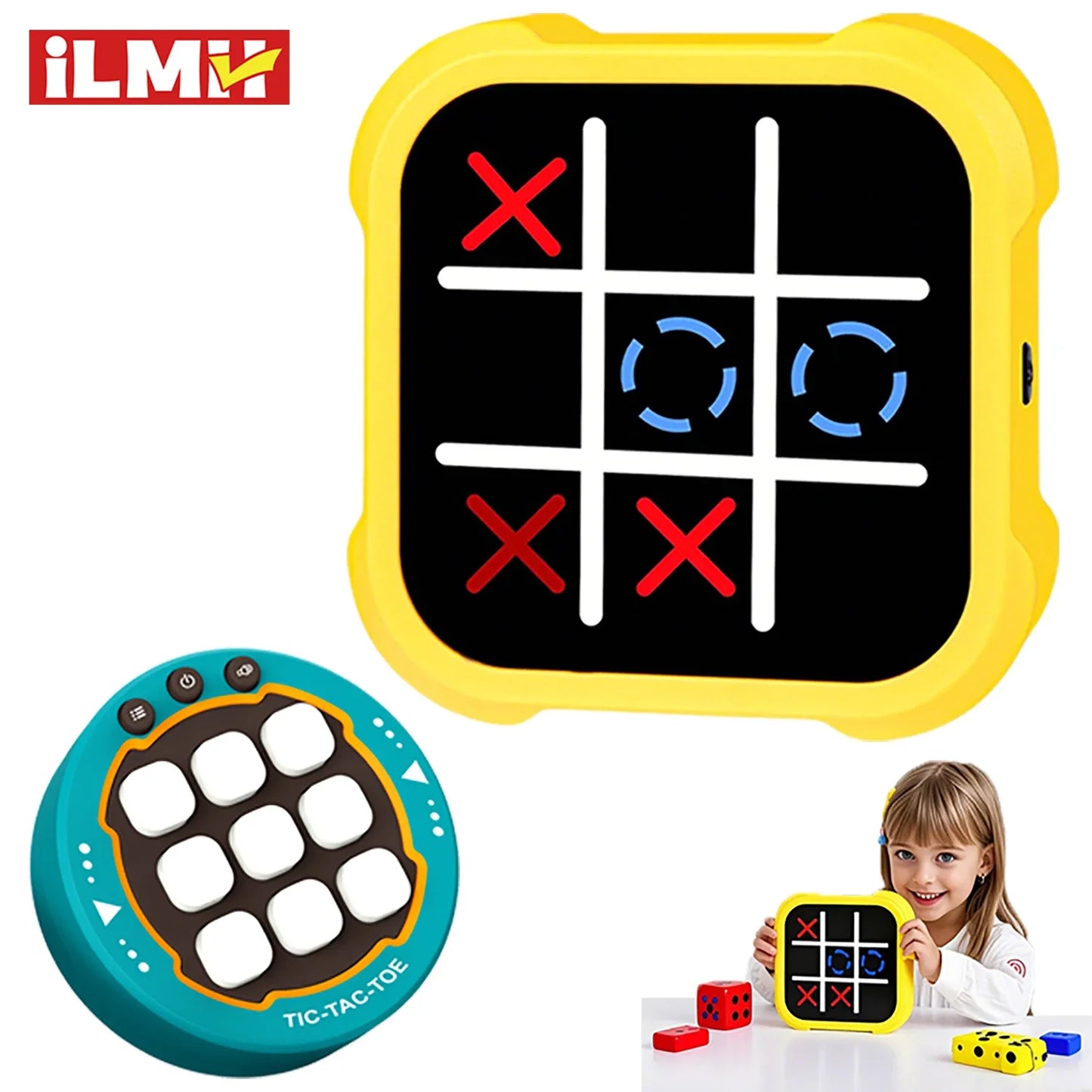Portable Tic Tac Toe Game Console - Handheld Electronic Puzzle for All Ages, Travel Toys with Memory Training & Montessori Gifts